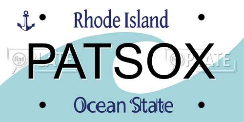 PATSOX Rhode Island License Plate