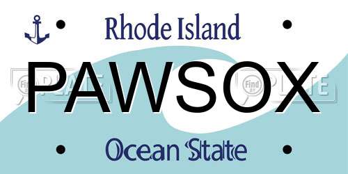 PAWSOX Rhode Island License Plate