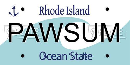 PAWSUM Rhode Island License Plate