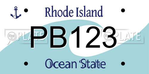 PB123 Rhode Island License Plate