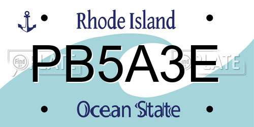 PB5A3E Rhode Island License Plate