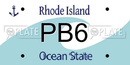 PB6 Rhode Island License Plate