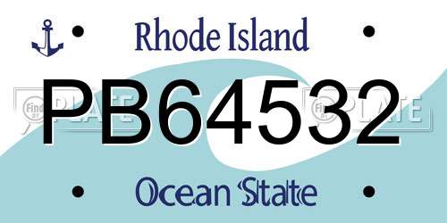 PB64532 Rhode Island License Plate