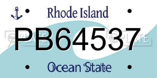 PB64537 Rhode Island License Plate