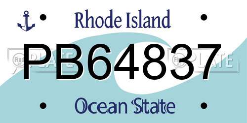 PB64837 Rhode Island License Plate