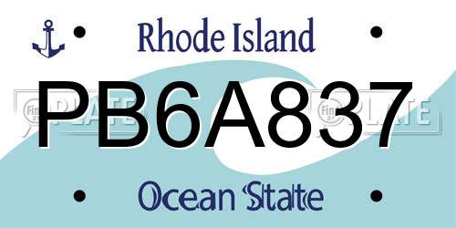PB6A837 Rhode Island License Plate