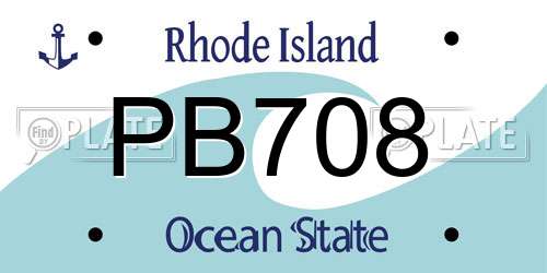 PB708 Rhode Island License Plate