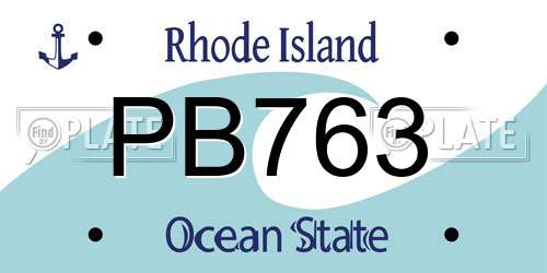 PB763 Rhode Island License Plate