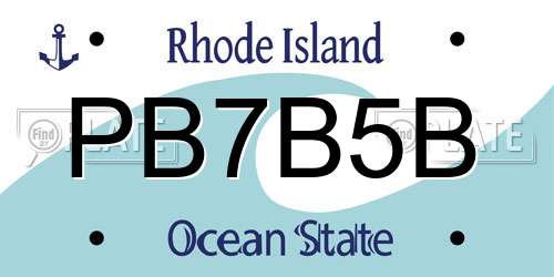 PB7B5B Rhode Island License Plate
