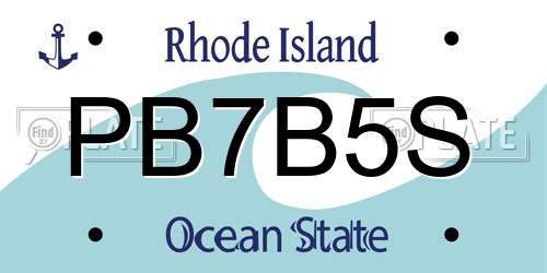 PB7B5S Rhode Island License Plate