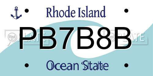 PB7B8B Rhode Island License Plate