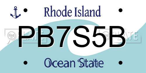 PB7S5B Rhode Island License Plate