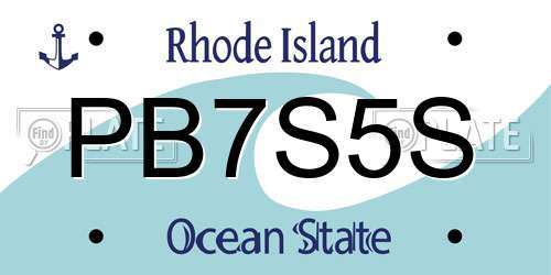 PB7S5S Rhode Island License Plate