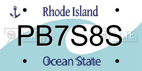 PB7S8S Rhode Island License Plate