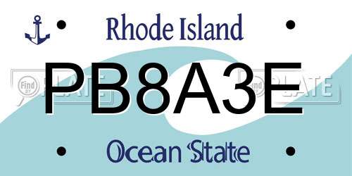 PB8A3E Rhode Island License Plate