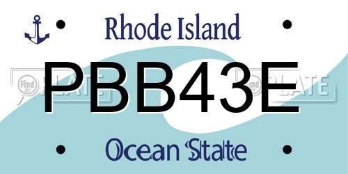PBB43E Rhode Island License Plate