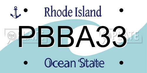 PBBA33 Rhode Island License Plate