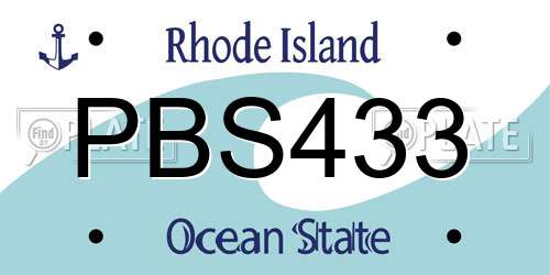 PBS433 Rhode Island License Plate