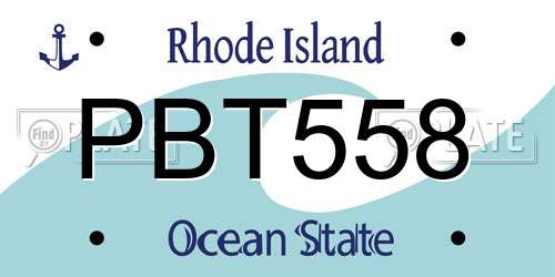 PBT558 Rhode Island License Plate