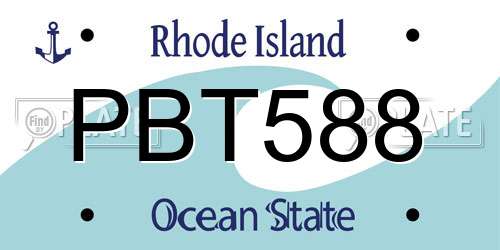 PBT588 Rhode Island License Plate