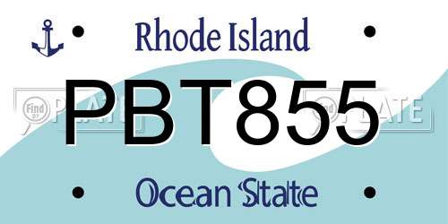 PBT855 Rhode Island License Plate