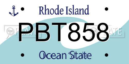 PBT858 Rhode Island License Plate