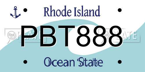 PBT888 Rhode Island License Plate