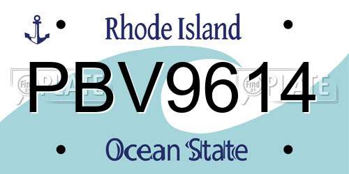PBV9614 Rhode Island License Plate