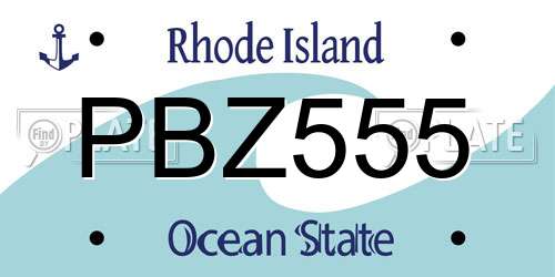 PBZ555 Rhode Island License Plate
