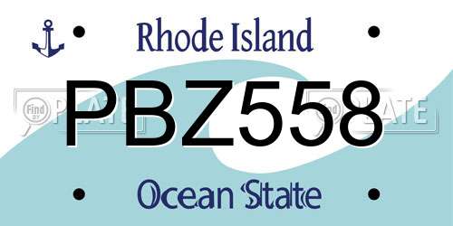 PBZ558 Rhode Island License Plate