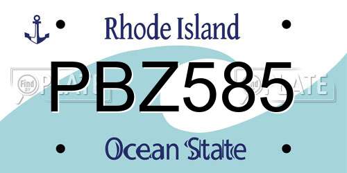 PBZ585 Rhode Island License Plate
