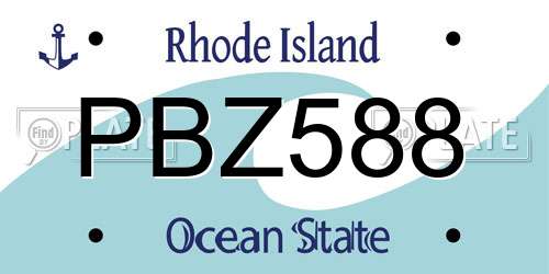 PBZ588 Rhode Island License Plate