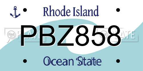 PBZ858 Rhode Island License Plate