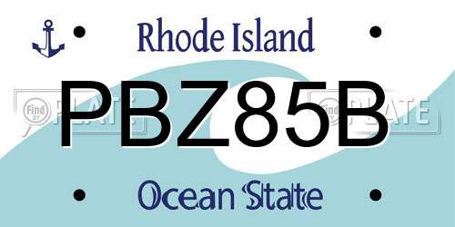 PBZ85B Rhode Island License Plate