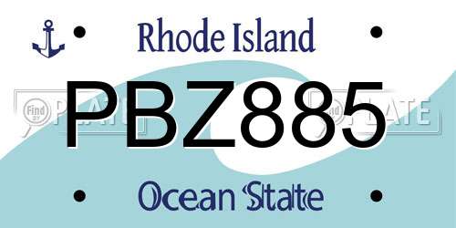 PBZ885 Rhode Island License Plate