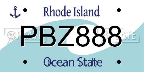 PBZ888 Rhode Island License Plate