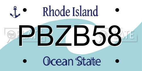 PBZB58 Rhode Island License Plate