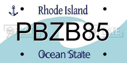 PBZB85 Rhode Island License Plate