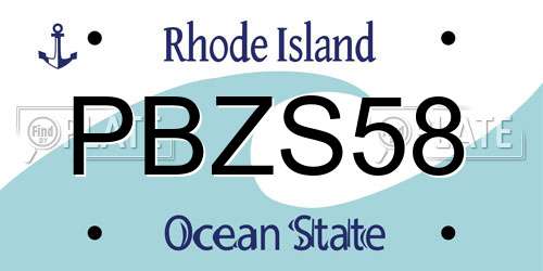 PBZS58 Rhode Island License Plate