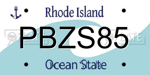 PBZS85 Rhode Island License Plate