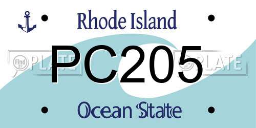 PC205 Rhode Island License Plate