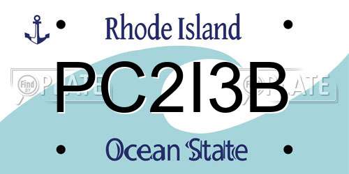 PC2I3B Rhode Island License Plate