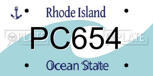 PC654 Rhode Island License Plate