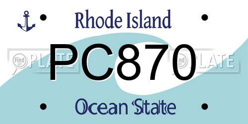 PC870 Rhode Island License Plate