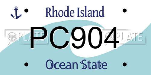 PC904 Rhode Island License Plate