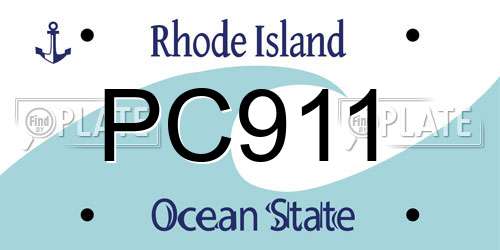 PC911 Rhode Island License Plate