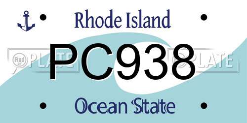 PC938 Rhode Island License Plate