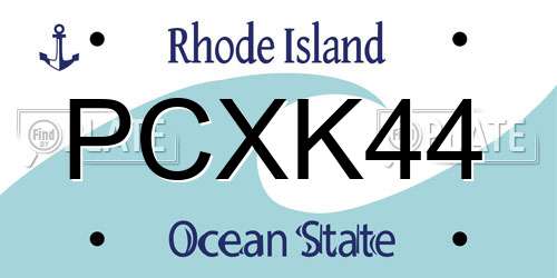 PCXK44 Rhode Island License Plate