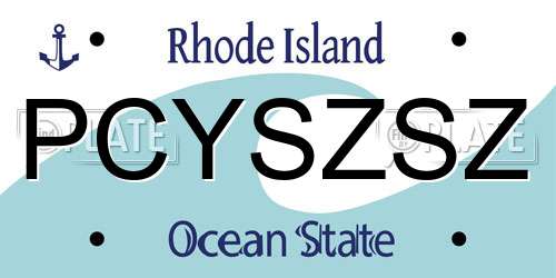 PCYSZSZ Rhode Island License Plate