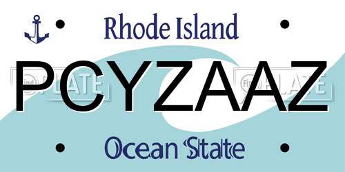 PCYZAAZ Rhode Island License Plate